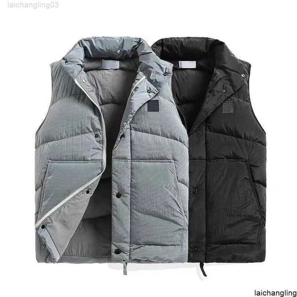 

brand mens vests autumn and winter tooling function simple metal nylon down vest stone fashion coats size mk6k0, Black