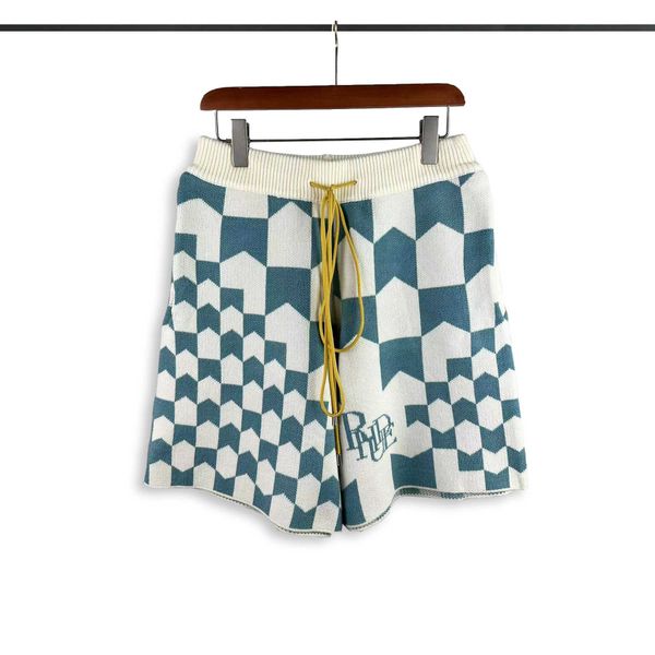 

rhude jacquard letter knitted elastic drawstring shorts high street american casual versatile loose capris men's fashion, White;black