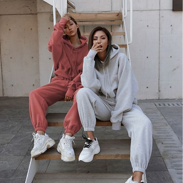 

women's hoodies sweatshirts autumn and winter women's hoodie fashion casual sweatshirt jacket sweatpants suit jogging fleece trous, Black