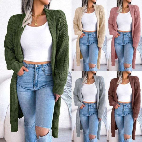 

autumn and winter casual long cardigan sweater outer womens clothing, White;black