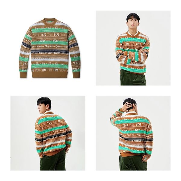 

men's sweaters "show the trend korean brand men's long-sleeved pullover letter embroidery stripe design high-end luxury winte, White;black