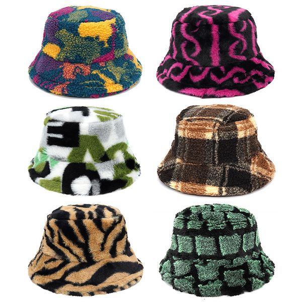

wide brim hats bucket hats winter bucket hats women ladies fashion print warm fur panama hat wool soft velvet rabbit hair fisherman hat outd, Blue;gray