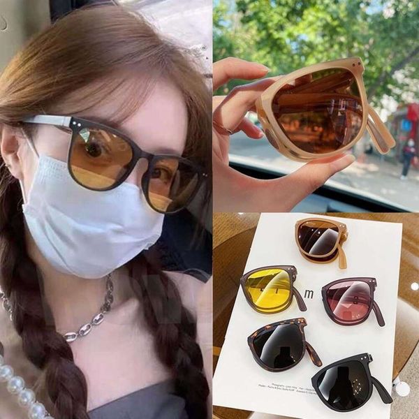 

style foldable sunglasses for men and women fashion street shooting, White;black