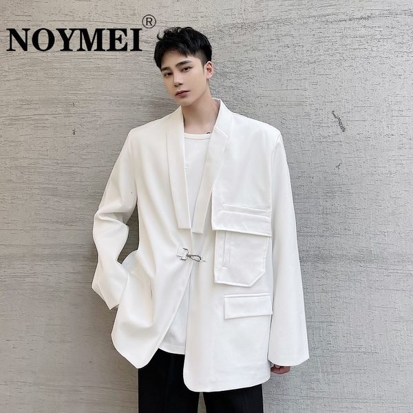 

men's suits blazers noymei metal button design suit jacket solid color korean style fashion temperament allmatch autumn wa2113 230826, White;black