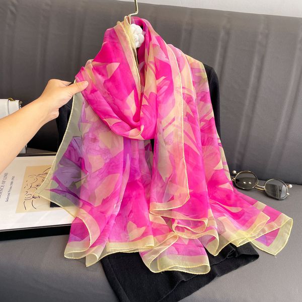 

new yourou yarn printed scarf sunscreen beach scarf women's thin summer fashion scarf shawl, Blue;gray