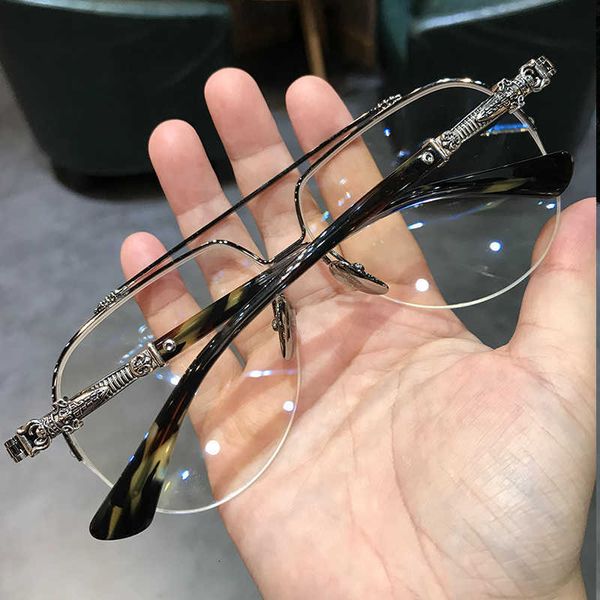 

fashion designer cool sunglasses 2022 new jane dancro heart eyeglass frame for men and women big fat man widening myopia glasses, Silver