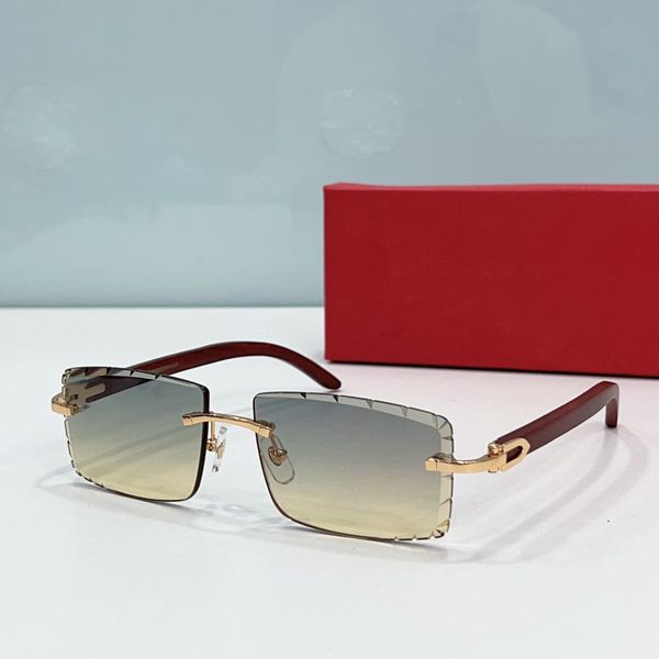 

sunglasses for women designer sunglasses mens sunglasses Europe and America Classic style unisex Wooden mirror legs rimless glasses rectangular shades uv400