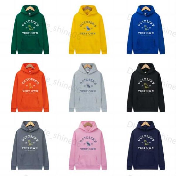 

2023 men's hoodies women autumn ovo long sleeve patchwork hoodie sweatshirts fleece streetwear harajuku hip hop sudaderas hombre 112, Black
