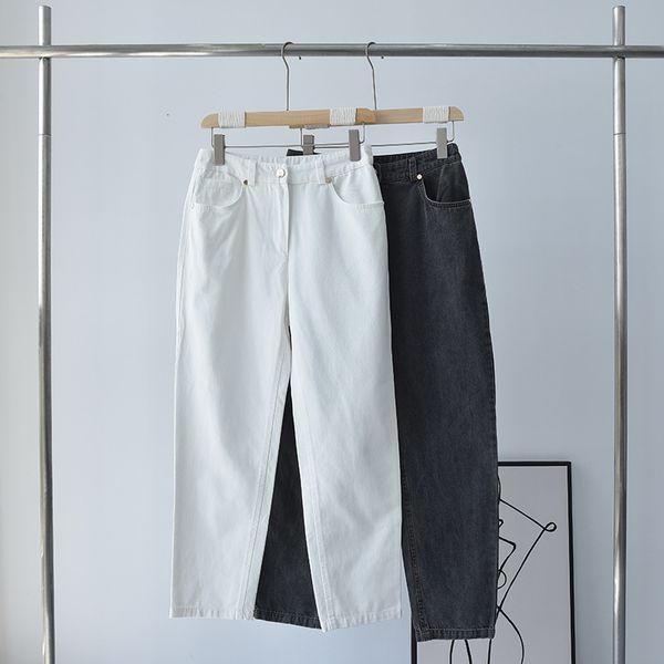 

women's jean's pants autumn jeans high waist fashion thin stretch cotton white tapered straight trousers female 230826, Blue