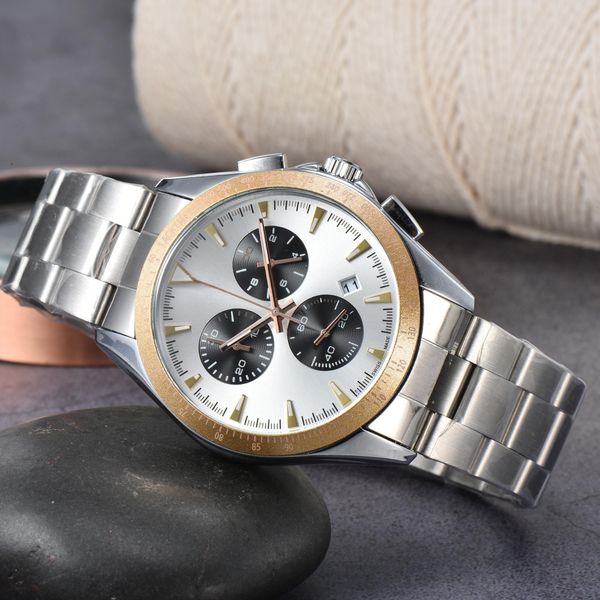 

2023 new fashion watch mens automatic quartz movement waterproof wristwatch hour hand display metal strap simple luxury popular watch aa96, Slivery;brown