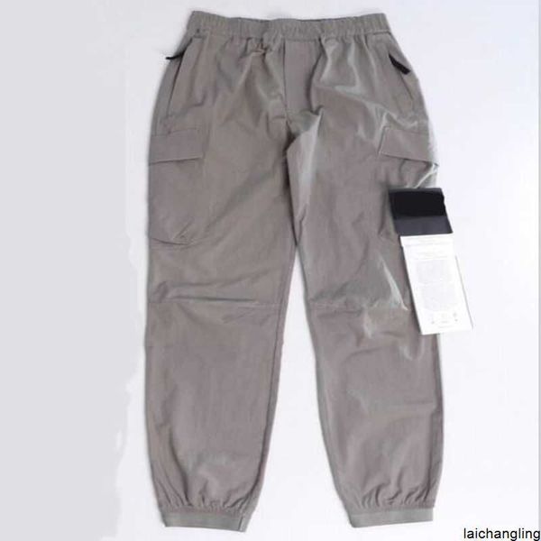 

mens cargo pants brand designer stone season two colors island spring thin light joggers streetwear trousers 3bb6, Black