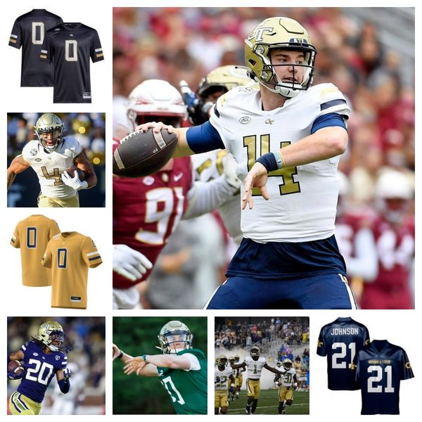 

georgia tech yellow jackets football jersey 12 dominick blaylock 6 christian leary 57 tchio 11 kevin harris 2 kenyatta watson ii 10 haynes k, Black