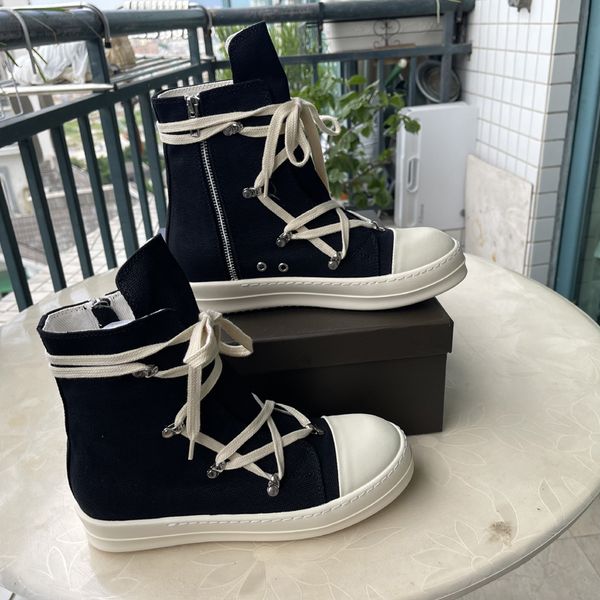 

canvas boots designer womens cowboy boot sneaker fashion breathable men ankle booties jumbo lace up platform bottes high outdoor shoes big s, Black