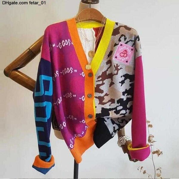 

women sweaters new long sleeve casual cardigan autumn v-neck patchwork knit sweater fashion spatching letter print jacket, White;black