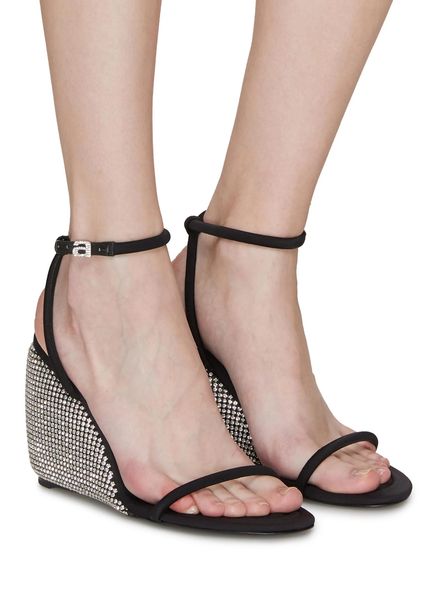 

designer sandals women shoes luxury dahlia crystal embellished wedge sandals eu35-39 with box dresses wedding, Black
