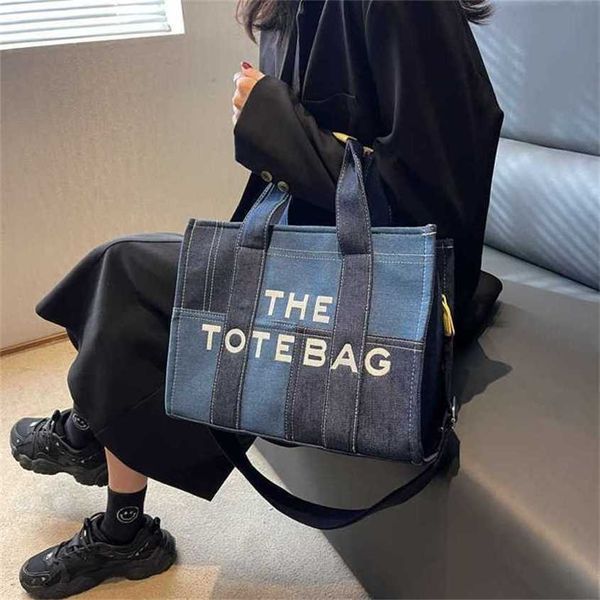 

60% off bag 2024 new launch designer handbag hand women's large capacity color contrast splicing denim portable commuter tote
