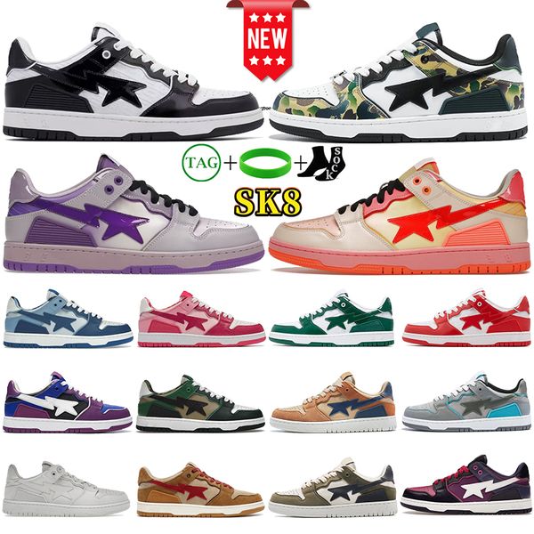 

Nigo Designer Casual Shoes Men Women Sta Low Shoe White Silver Brown Ivory Black Camo Purple Orange Brown Beige Navy mens womens fashion Train Jogging Sneakers, No.27 red white patent