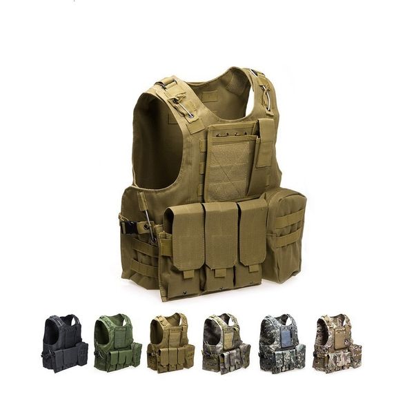 

men's vests multi-pocket military tactical vest hunting undershirt camo plate body armor chest rig molle system for men women 230827, Black;white