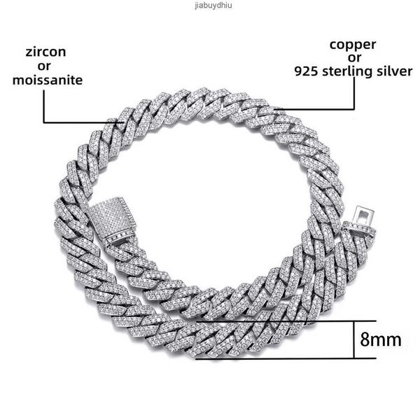 

2023 real s925 sterling silver d vvs moissanite iced out cuban link chain 6 7 8 9 inch 16 18inch 20 22 24 26 inches necklace bracelet