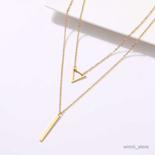 

pendant necklaces for women necklace double pendant hollow and stick pendant creative jewelry r230828, Silver