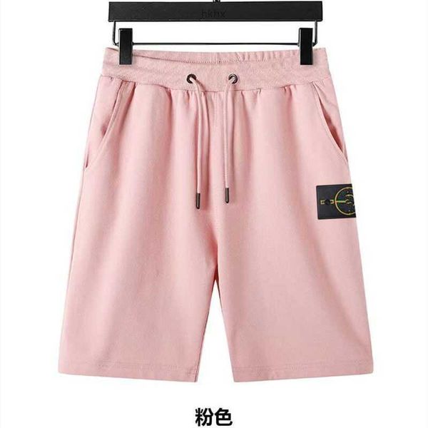 

2023 material beach stones shorts men's retro island sports pants pure cotton blue short tie women embroidery summer street five-point, White;black