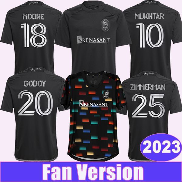 

2023 nashville mens soccer jerseys mccarty mukhtar bunbury away concept version football shirt leal zubak zimmerman short sleeve uniforms, Black;yellow