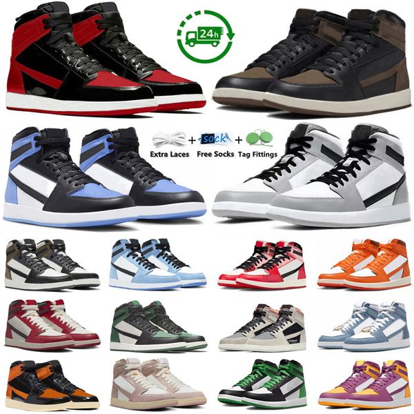 

1 1s mens basketball shoes palomion spiderverse bred patent unc toe starfish lost found true blue dark mocha shadow 2.0 men women trainers s, Black