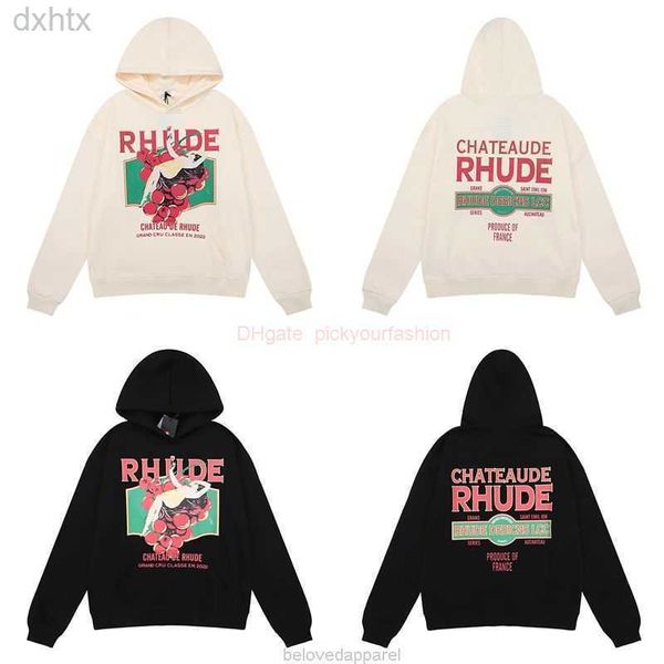 

designer clothing mens sweatshirts hoodies rhude american hoodie oversize small high street fashion brand ins spring autumn couple sweater f, Black
