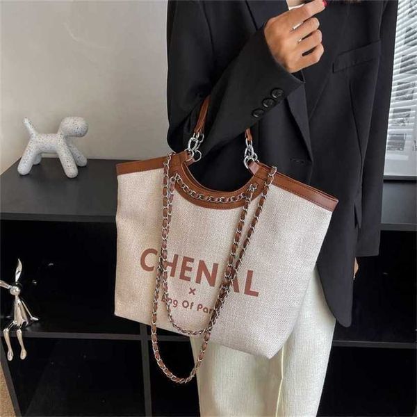 

18% off bag 2024 new launch designer handbag large capacity women's summer new versatile canvas chain single shoulder portable tote