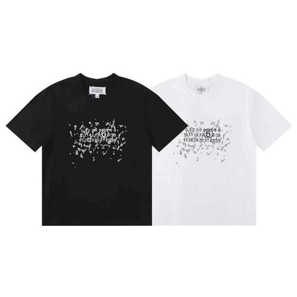 

mm6 designer full t verified shirt series margielas short sleeve men's and women's loose hollow out embroidery number letter new n, White;black
