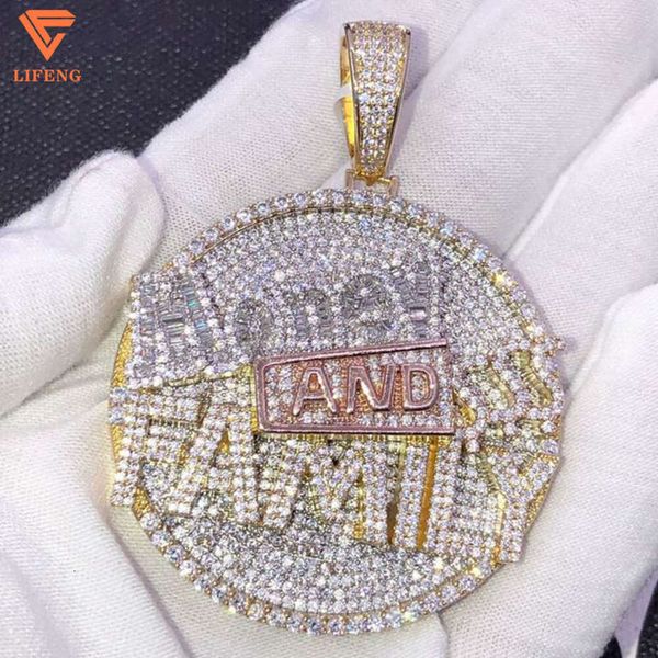 

fashion jewelry handle d vvs moissanite letter iced out diamond pendant custom hip hop pendant for men, Silver