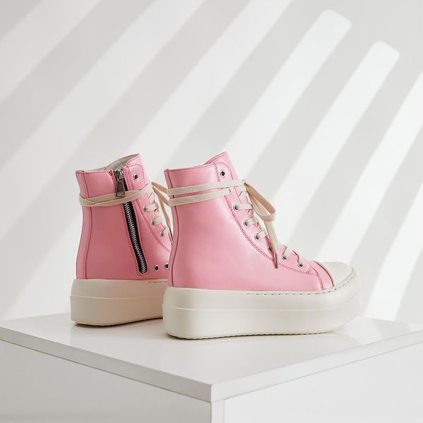 

simple candy color, pink, high shoes personalized series thick laces fashion shoes couple board shoes, Black