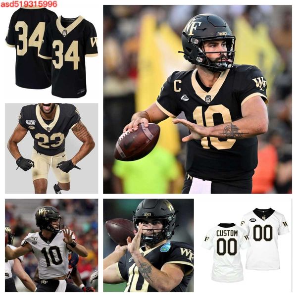 

wake forest demon deacons football jersey 6 justice ellison 99 matthew dennis 40 roberts 52 spencer clapp 18 eldrick robinson ii 90 jacob zu, Black