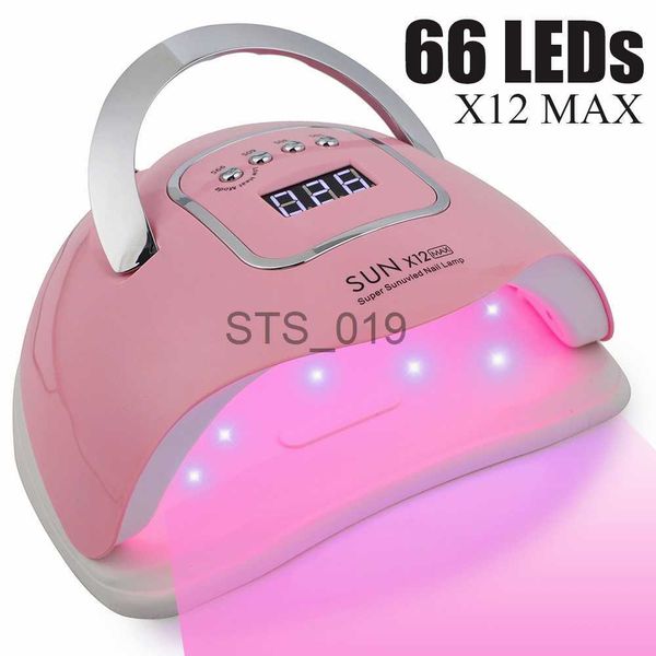 

nail dryers x12 max uv led pink nail lamp for fast drying gel nails polish 66 leds 280w nail dryer professional manicure salon tool x0828