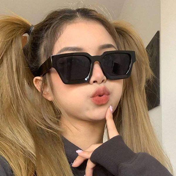 

square sunglasses style fashion individual women, White;black