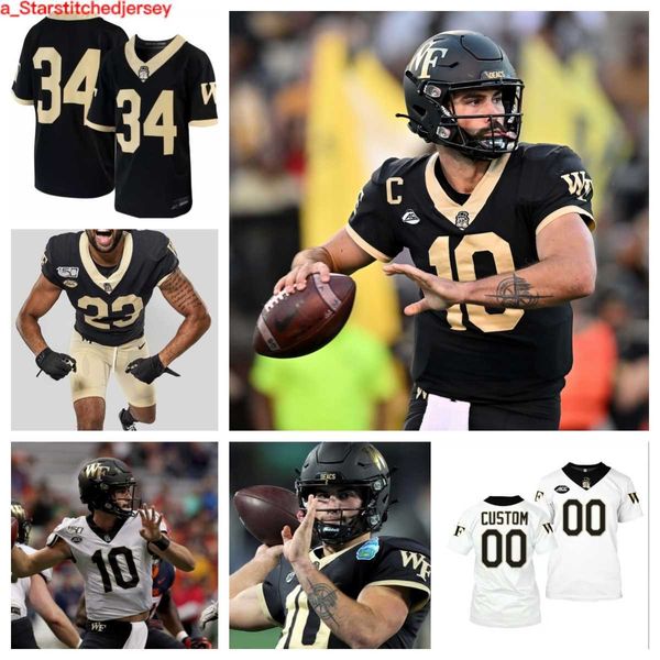 

wake forest demon deacons football jersey 6 justice ellison 99 matthew dennis 40 roberts 52 spencer clapp 18 eldrick robinson ii 90 jacob zu, Black