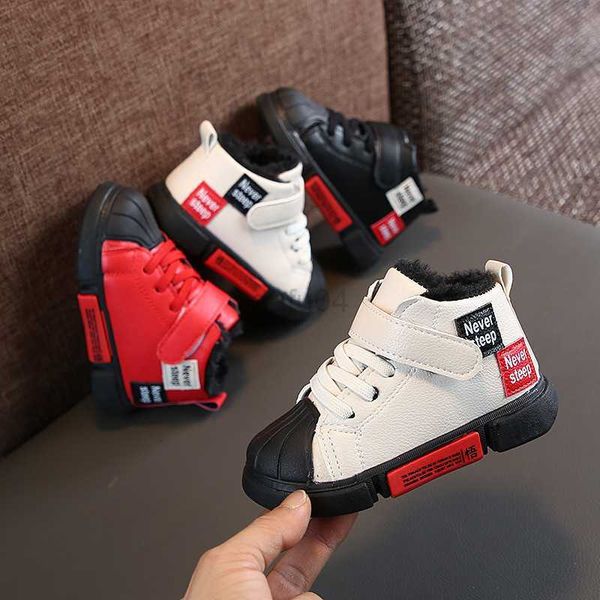 

boots children boy boots kid sneaker high leather boots for boy rubber anti slip snow boot fashion lace-up winter shoes toddler bota l0828, Black;grey