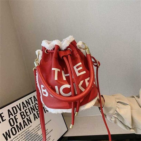 

13% off bag 2024 new launch designer handbagprinted letter popular one shoulder women's new winter versatile lamb wool splice crossbody