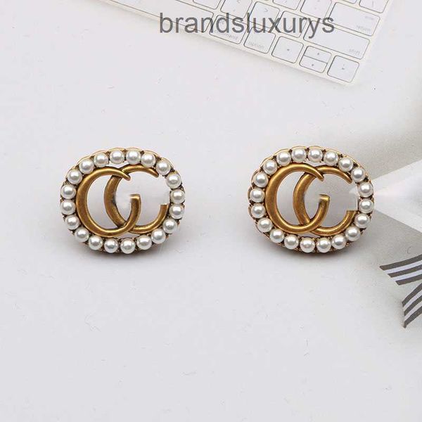 

vintage stud earrings woman luxury designer earring double letters jewelry women 18k diamond crystal rhinestones pearls valentine wedding gi, Golden;silver