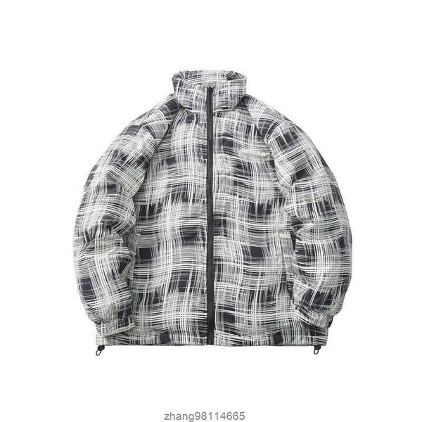 

chaoke harajuku 22 winter china-chic youth plaid stand collar down jacket men's loose oversize duck down jacket, Black