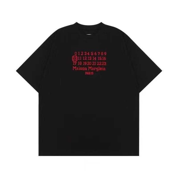 

mm6 shirt margielas designer verified full series t short sleeve men's and women's loose hollow out embroidery number letter new n, White;black