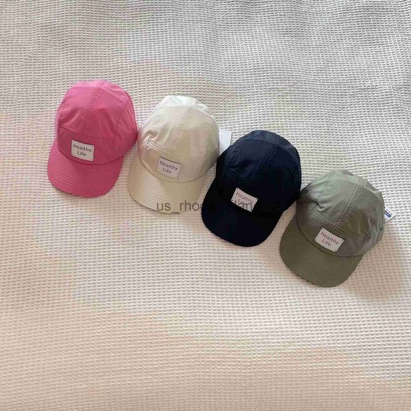 

caps hats fashion baby baseball cap with label korea style summer kids sun hat outdoor quick drying baby peaked caps x0828, Yellow