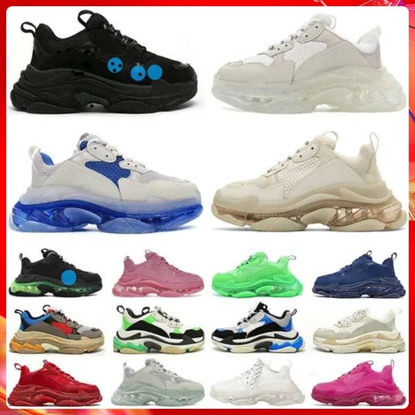 

designer 17fw triple s men women casual shoes sneakers platform tan clear sole black white grey red pink blue royal neon green mens trainers
