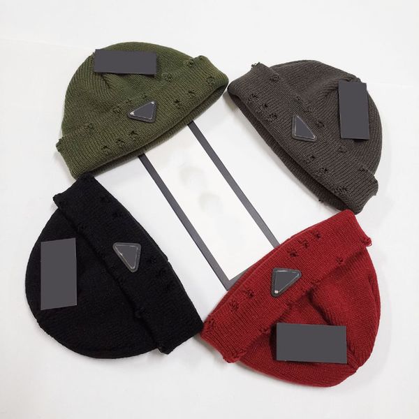 

knitted skullies winter inverted triangle beanies hat for men women double layer warm caps ski autumn warm knit beanie cap hip hop, Blue;gray