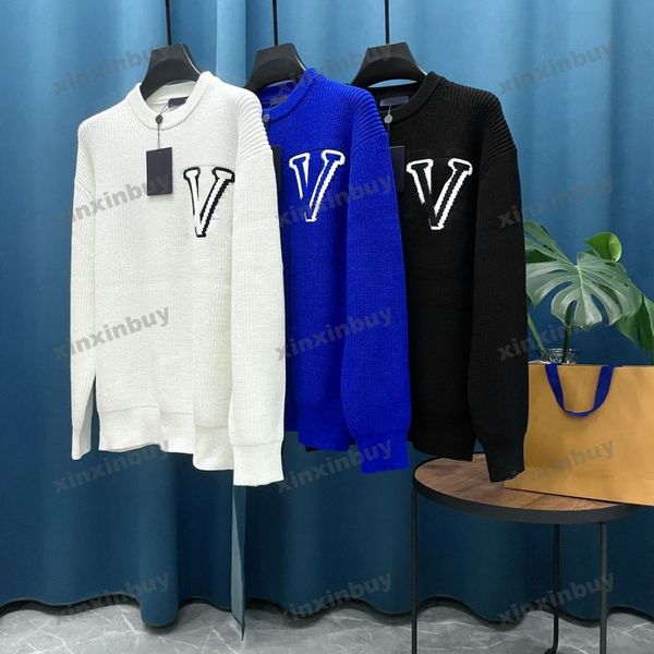 

xinxinbuy men women designer sweatshirt paris letter jacquard green gray blue black white s-2xl, Black;brown