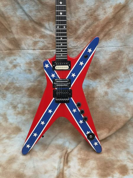 

custom electric guitar, dimebagdarrell rebelflag, red guitar
