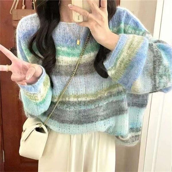

gentle wind striped sweater womens skinny early autumn sweet pullover, White;black