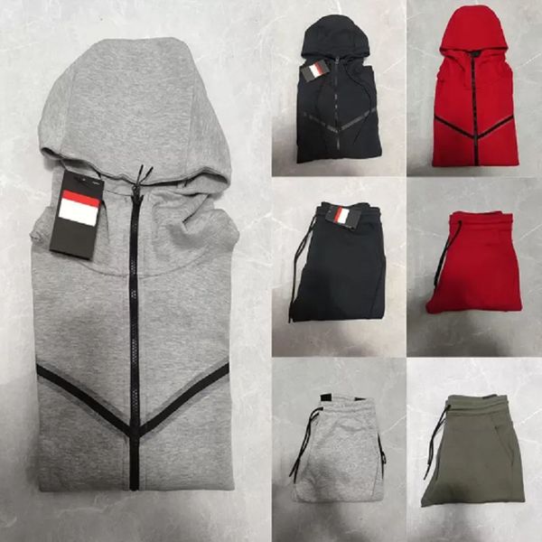 

tech fleece high qualities mens tracksuits tech sports pants hoodies jackets space cotton trousers man tracksuit bottoms mans jogger, Gray