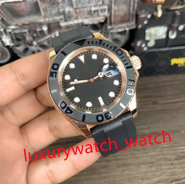 

multiple color with box waterproof classic new mens watch rose gold silver black ceramic bezel men sapphire automatic mechanical yacht rubbe, Slivery;brown