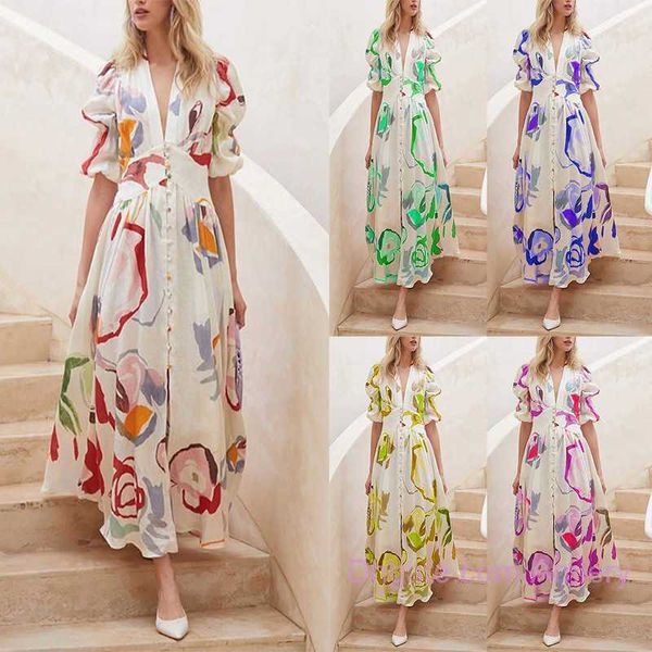 

spring autumn casual dresses womens 2023 beach slim swing four sidedprint long maxi dress woman skirt outfits, Black;gray
